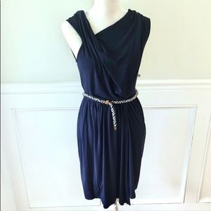 Tart navy faux wrap dress with nautical belt